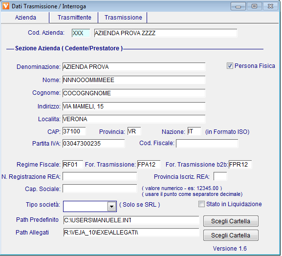 Vendite - Fattura Elettronica - Parametri